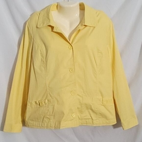 Christopher & Banks XL Yellow button down blouse light blazer top women's EUC - Picture 1 of 11